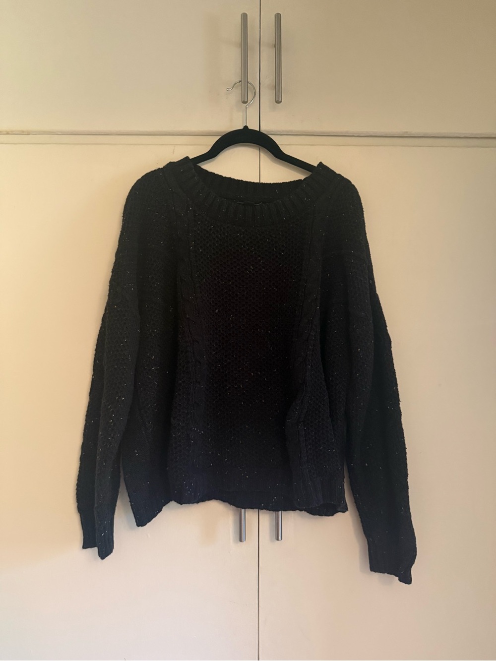 Rainbow Sprinkle Black Cable-Knit Women's Sweater